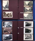 2 large albums of loose-mounted PHOTOGRAPHS/POSTCARDS compiled by the late Alan A Jackson, historian