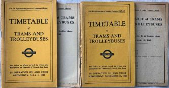 Pair of London Transport Officials' (Inspectors') TIMETABLE BOOKLETS of Trams & Trolleybuses