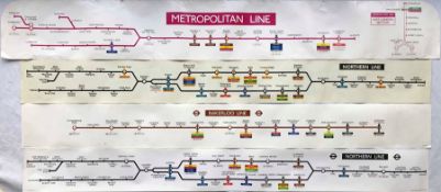 Selection (4) of c.early 1980s London Underground car LINE DIAGRAMS (traditional paper type)