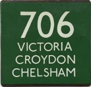 London Transport coach stop enamel E-PLATE for Green Line route 706 destinated Victoria, Croydon,