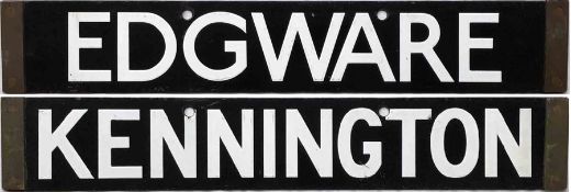 London Underground 1938-Tube Stock enamel CAB DESTINATION PLATE for Edgware / Kennington on the