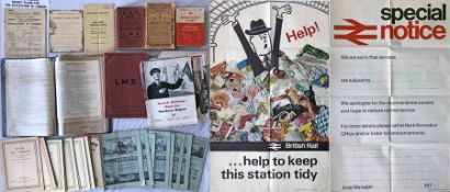 Quantity of 1920s onwards RAILWAY EPHEMERA incl a folder of WW2 Southern Railway memos re air-raid