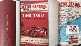 1952 officially-bound volume of TIMETABLES for Devon General Omnibus & Touring Co Ltd. Contains