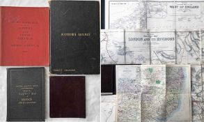 Railway MAPS etc comprising, firstly, 3 x linen-backed, hard-cover maps: 1921 Railway Clearing House