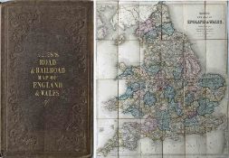 1847 Bett's Road & Railroad MAP of England & Wales 