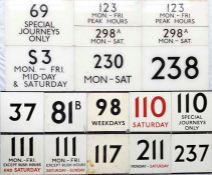Selection (16) of London Transport larger E-PLATES as used at bus stations etc. A variety of routes,