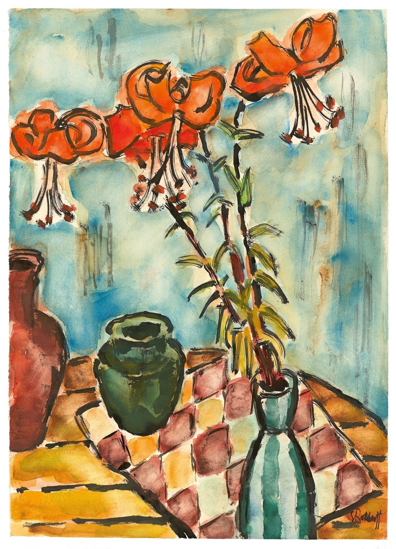 Karl Schmidt-Rottluff. „Feuerlilien“. 1963