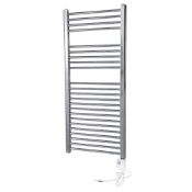 (RK141) 1200x600mm FLOMASTA FLAT THERMOSTATIC TOWEL RADIATOR Chrome. Electrical installation o...