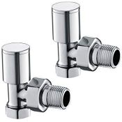 (AA1000) 15mm Standard Connection Angled Radiator Valves - Heavy Duty Polished Chrome Plated Br...