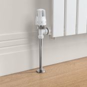 (E1037) 15mm Standard Connection Thermostatic Angled Gloss White Radiator Valves Solid brass c...