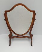 Edwardian Harwood Mirror Shield Shape Measures 14 inches by 23 inches tall.