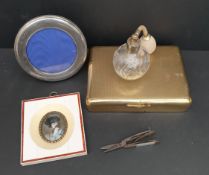 Antique Parcel of Assorted items Includes Silver Picture Frame and Scent Bottle