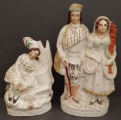 Antique 2 x Staffordshire Flatback Figures Drummer Boy & Wedding