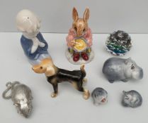 Vintage Collectable 8 x Items Includes Royal Doulton Bunnykins Helping Mother DB2 and Wade Figures