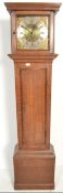 C18th welsh oak country long case clock with brass face