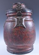 C19th Kashmir wooden and painted lidded preserve jar