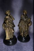 A Beautiful Pair Of 19Th Century Spelter Theatrical Statuettes