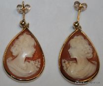 Pair of 9ct Gold Cameo Earrings