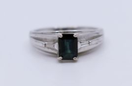 Emerald Cut Tourmaline 14ct White Gold Ring