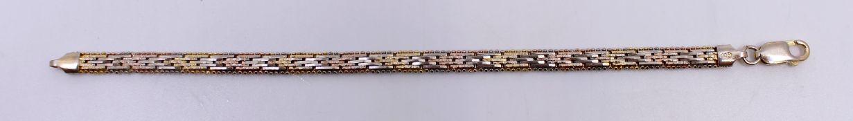 7 Inch Decorative Three Colour Silver Bracelet