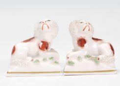 Pair of Chelsea ceramic miniature spaniels