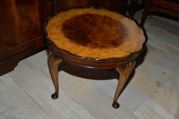 Cameo Burr walnut veneer Queen Anne style occasional table