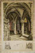 A pair of Charles Maurice hand coloured signed etchings on woven cloth
