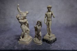 3 Alabaster Roman Greco Statuettes.