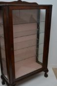 Art Deco Bevel Etched Glass Fronted Walnut Display Cabinet.