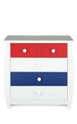 Brand new! Orlando Fresh Kids 3 + 2 Chest of Drawers White/Red/Blue colour