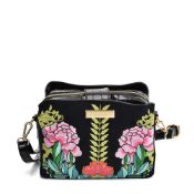 BLACK - Handbag With Retro Flower Printing Design