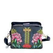 BLUE - Handbag With Retro Flower Printing Design