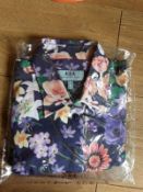 Woman Shirt. Half sleeves. Purple Flower Design. Size 12. Hawes and Curtis