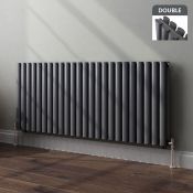 (TT56) 600x1440mm Anthracite Double Panel Oval Tube Horizontal Radiator. RRP £655.99. This sty...