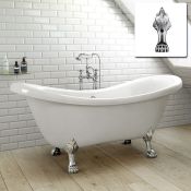 (TT5) 1600mm Cambridge Traditional Roll Top Double Slipper Bath - Dragon Feet. RRP £699.99. Ba...