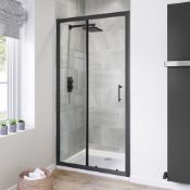 (Z153) 1000mm - 6mm Black Frame Sliding Shower Door. RRP £349.99. Stylish matte black finish ...