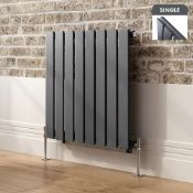 (DD167) 600x604mm Anthracite Single Flat Panel Horizontal Radiator. RRP £179.99. Made from hig...