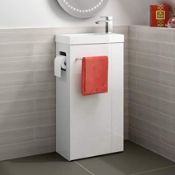 (TT152) Gloss White Multi function Cloakroom Vanity Sink Unit Bathroom Floor Storage Furniture ...