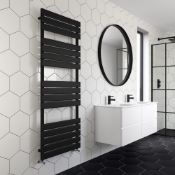 (TT55) 1600x600mm Matte Black Flat Panel Ladder Towel Radiator. RRP £499.99. Our expertly engi...