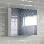(A26) 667mm Harper Gloss White Double Door Mirror Cabinet. Double door design allows for perfe...
