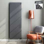 (TT114) 1800x600mm Anthracite Double Panel Oval Tube Vertical Premium Radiator. RRP £499.99. O...