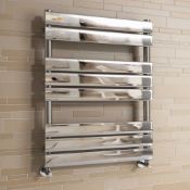 (CP168) 800x600mm Chrome Flat Panel Ladder Towel Radiator. RRP £242.99. Stylish sleek panels s...