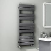 (TT155) 1200x450mm Anthracite Flat Panel Ladder Towel Radiator. RRP £359.99. Incredibly trend...