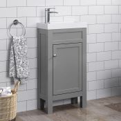 (TT153) 440mm Melbourne Floor Standing Cloakroom Vanity Unit - Grey. RRP £399.99.Comes complet...