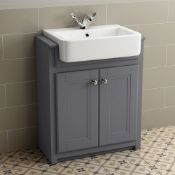(TT154) 667mm Cambridge Midnight Grey Floorstanding Basin Vanity Unit. RRP £499.99. Comes comp...