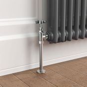 (TT178) Cross Head Chrome Angled Radiator Valves 15mm. Chrome Plated Solid Brass Standard 15mm...
