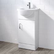 (TT187) 410mm Quartz Gloss White Built In Basin Cabinet. RRP £249.99. Comes complete with basi...