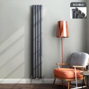 (TT122) 1800x240mm Anthracite Double Oval Tube Vertical Radiator. RRP £294.99. Anthracite fi...
