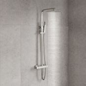 (TT135) Square Brushed Nickel Exposed Thermostatic Shower Kit & Medium Head. RRP £399.99. Manu...