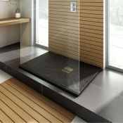 (TT65) 1200x800mm Rectangular Slate Effect Shower Tray. Hand crafted from high grade stone resi...